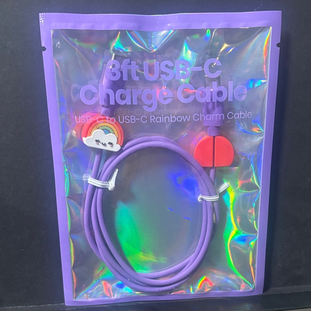 🔥USB-C 3 ft colorful rainbow charger cord-NEW IN PACKAGE
